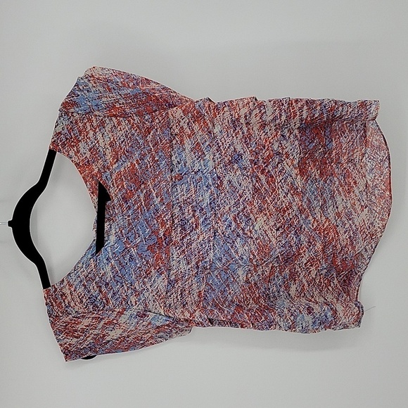 Forever 21 Flowing Lightweight Tiered Layer Top Red And Blue Abstract Print Sz S - Picture 2 of 7